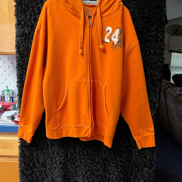 Mens XL SIMPLY FOR SPORTS RUSTIC ORANGE HEAVY ZIP UP HOODIE GREAT CONDITION - Picture 2 of 9
